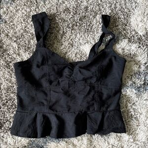 American Eagle Outfitters Black Peplum Tank Top